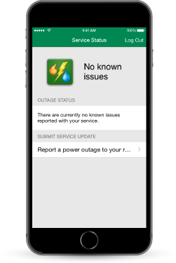 Photo indicating to use the MyOzarks app to report an outage.